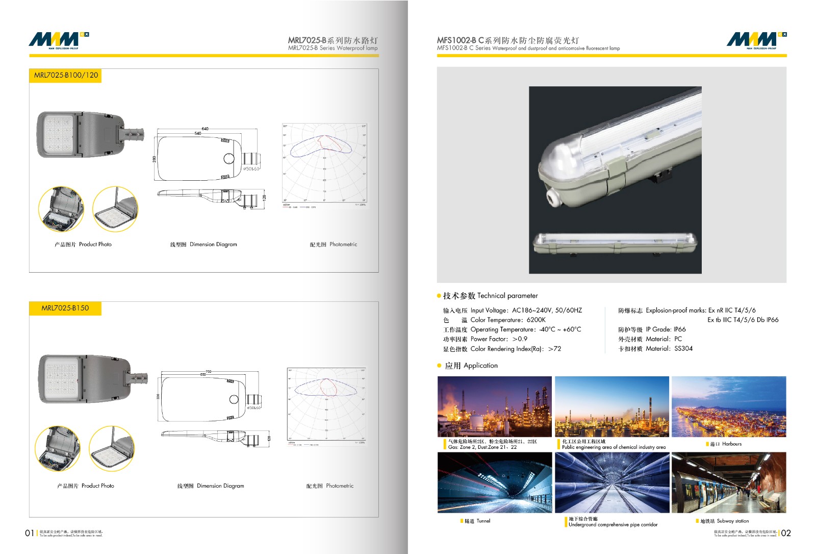 Водонепроницаемая, пылезащитная и антикоррозионная люминесцентная лампа серии MFS1002-B